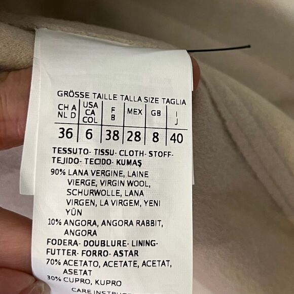 Max Mara Double Breasted Wool Blazer Women’s Size 6 Beige Long Sleeve - Picture 12 of 16